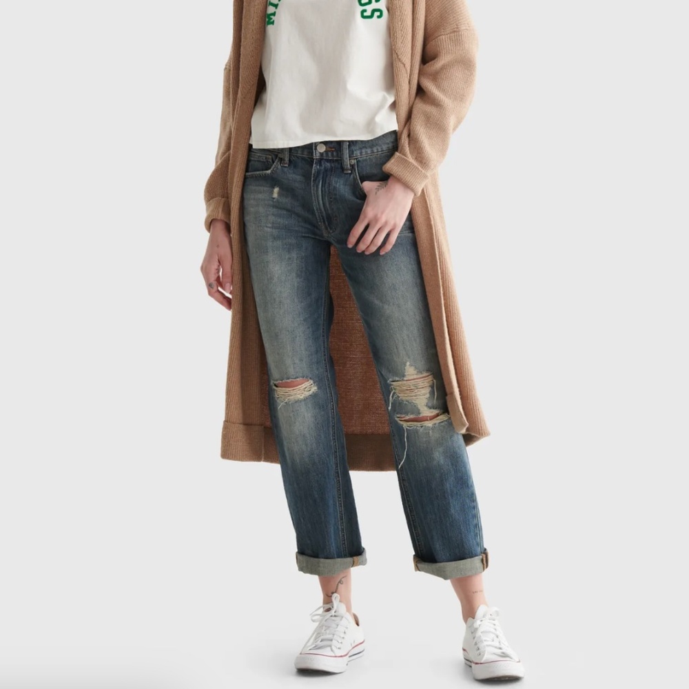 Lucky Brand Women’s Mid Rise Boy Jeans | Relaxed Fit Casual Denim